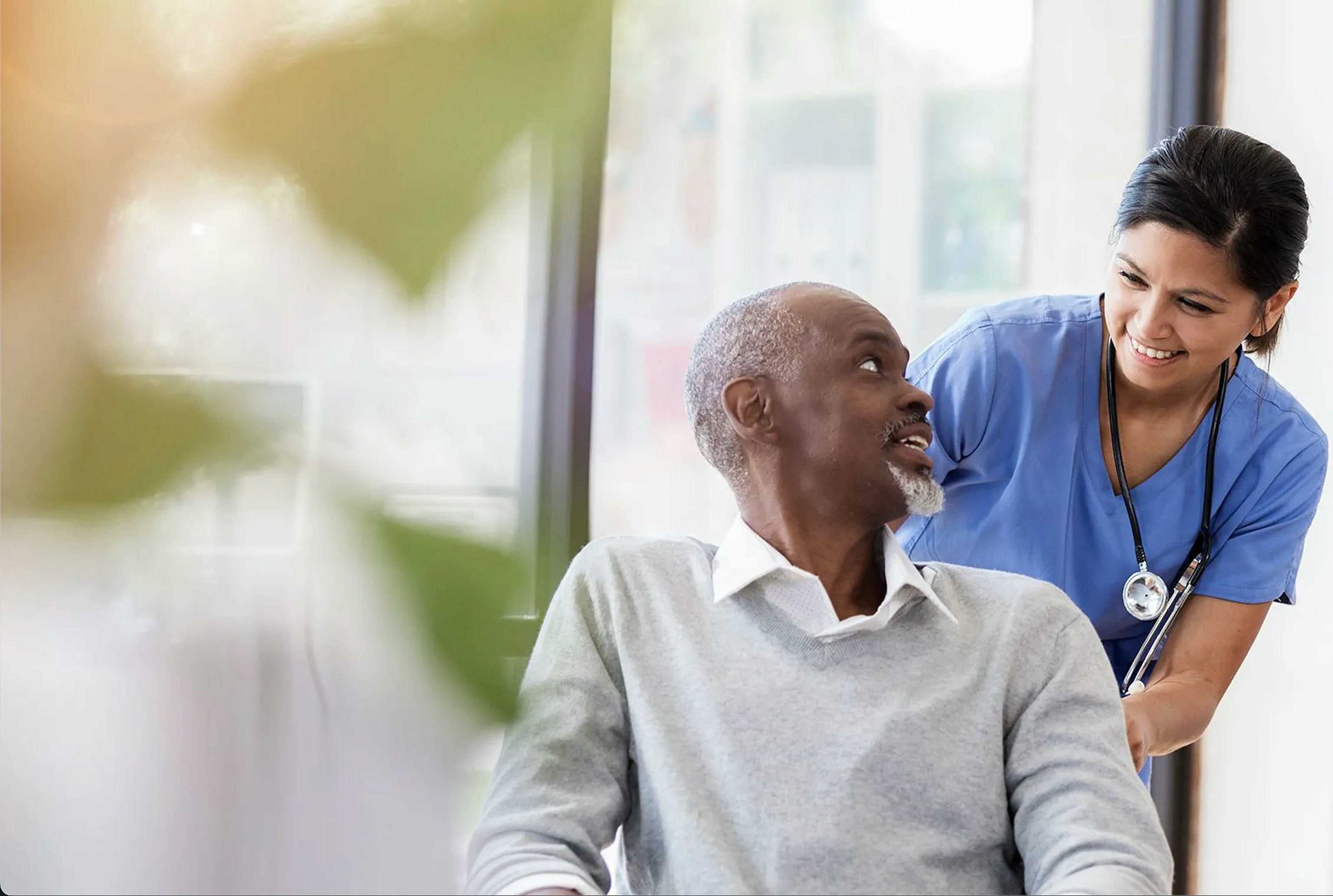 Caregiver supporting a senior client